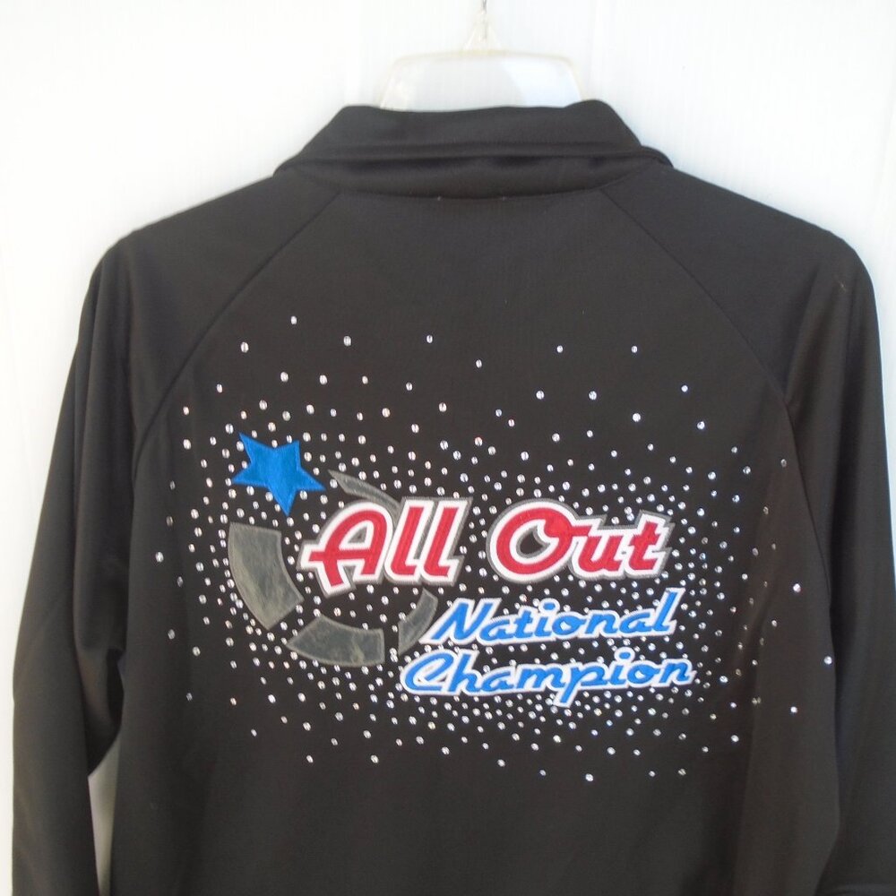 Rebel Athletic Womens ALL Out National Champion Team Issued Jacket Jeweled Black